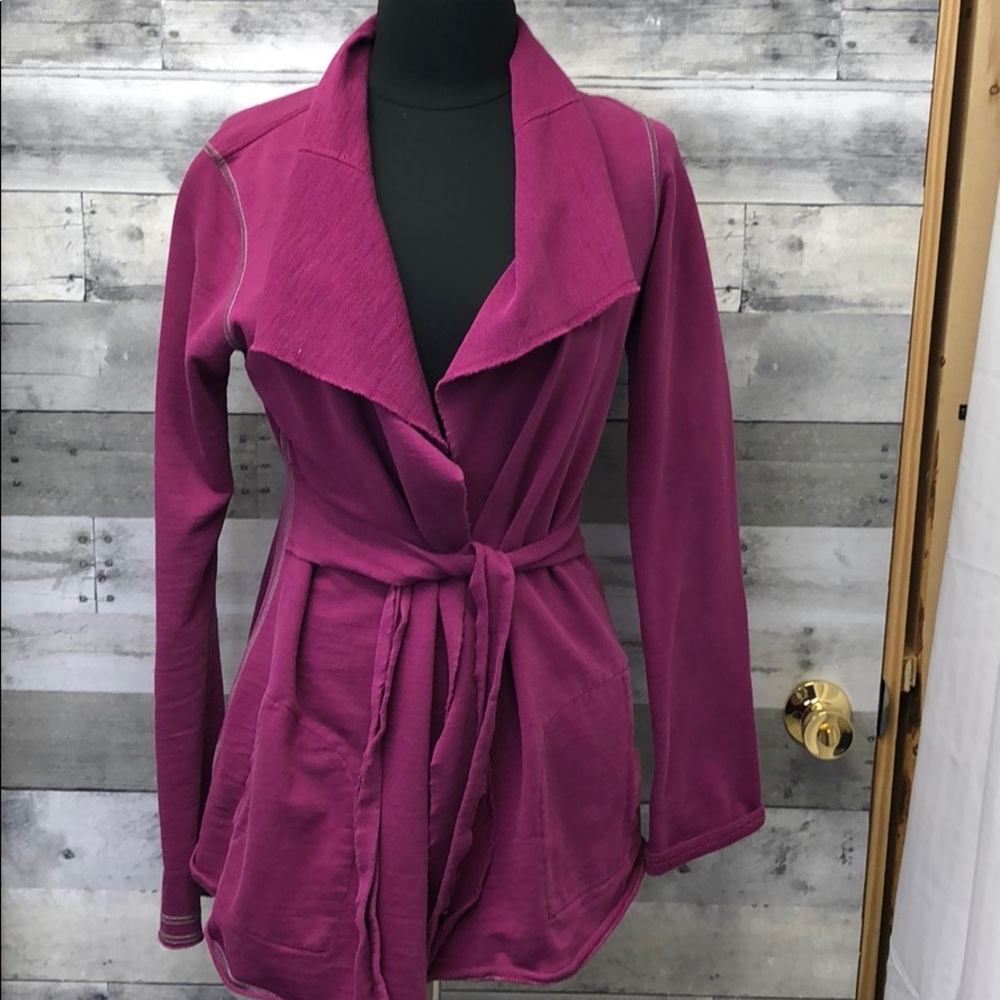Lucky Brand Plum Cotton Terry Wrap Jacket M